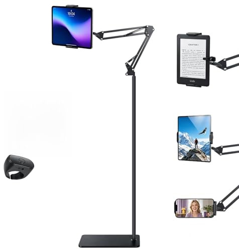 Lightasea Tablet Bodenständer mit Kindle Fernbedienung,Verstellbarer Tablet Halterung,Tablet Bodenständer,für Kindle zubehör Paperwhite/Oasis/Kobo, iPad/Pro/Mini, Phone, Samsung Tab, 4.7-13 Zoll