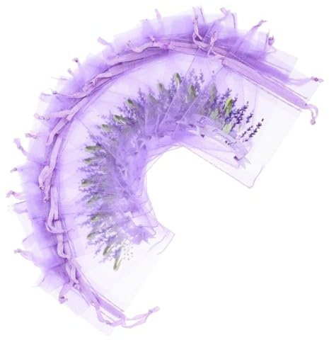 YARNOW Sachets Lavande en Organza à Cordon, Lot de 50