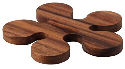 Continenta Topf- und Pfannen-Untersetzer aus Akazienholz in Klecks-Optik und Edel Qualität, Holz Topfunterlage, Größe: Ø 16 x 1,2 cm