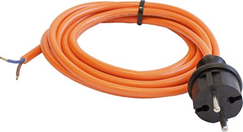 as - Schwabe PUR Baustellen-Anschlussleitung 3 m - Robuste Leitung 230 V/16 A - H05BQ-F 2x1,0 - Konturenstecker - Ende 30 mm abgemantelt, Orange – IP44, 70911