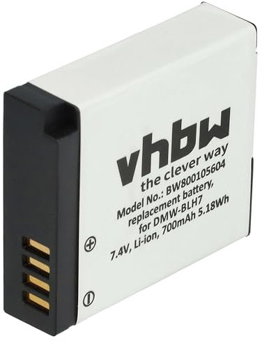 vhbw Batterie Compatible avec Panasonic Lumix DC-GX800K, DC-GX800, DC-GX850, DC-GX880 Appareil Photo (600mAh, 7,2V, Li-ION), Puce d'information