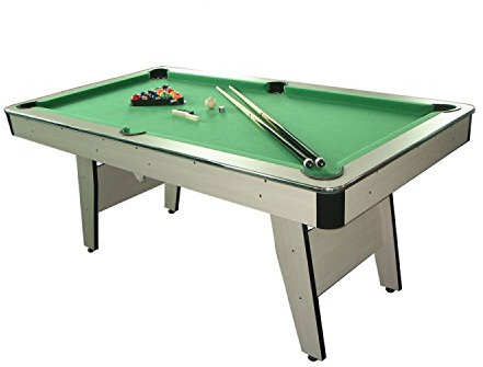 Concept-Usine | Mesa de Billar Americano Orlando | Laterales Acolchados y Cromado | Accesorios Incluidos | Tapete Verde de Poliéster Superresistente| Regalo Ideal para Familia y Amigos | Color Gris