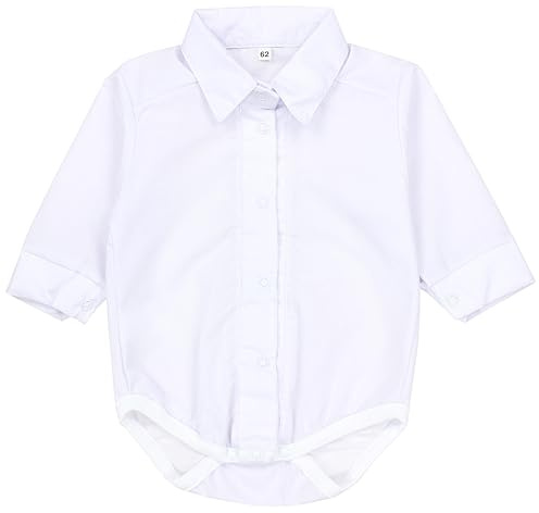 TupTam Baby Body Langarm Jungen mit Kragen – Hemdbody für Babys aus Baumwolle – Body Baby Festlich, Farbe: Weiß, Kinder Größe: 62