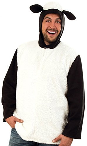 KarnevalsTeufel Kostüm Schaf Oberteil mit Kapuze Schafohren Weiß Schwarz Farm Tierisch Karneval Fasching Mottoparty Gr M, XL (XL)