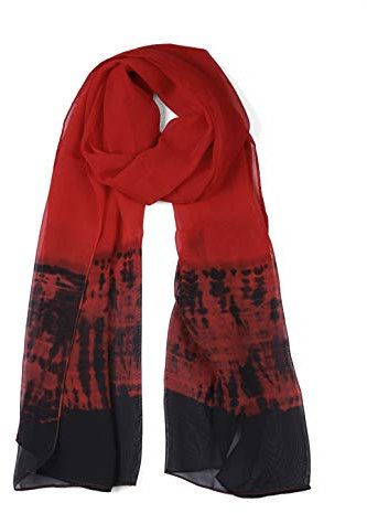 sourcing map Lang Chiffon Leicht Gradient Farbe Schal Frühling Sommer Weich für Frauen Rot