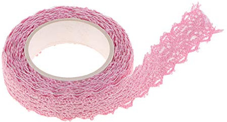2 Yards 15mm Stoff Selbstklebende Spitzenband Spitze Dekoband Spitzen Tape Schleifenband - Rosa