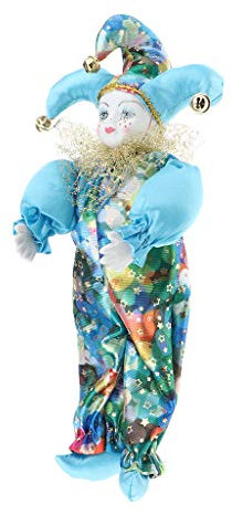 P Prettyia Vintage Clown Modell Porzellanpuppe Dekofigur Ornamente Sammlerstück Geschenke - E - 33 cm