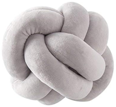 SZETOSY Knoten-Ball-Kissen - GOODCHANCEUK Knoten-Ball-Kissen-handgemachtes Kissen-Plüschtier-dekoratives Wurfs-Kissen für Schlafzimmer-Sofa-Auto-Büro-Spielraum 25x25CM Grau
