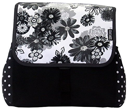 millybo BETSIE Double Gepäckträgertasche Doppeltasche Fahrradtasche Fahrrad Tasche 2-er Set viele Muster (110.003 Meadow&Dots Black-Grey)