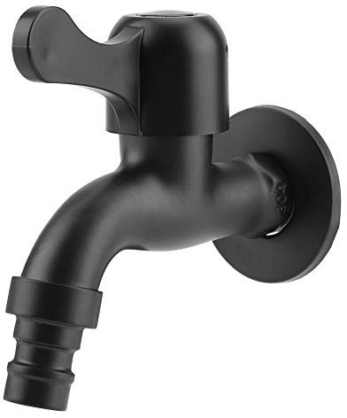 Nimoa Waschmaschine Wasserhahn, 304 Edelstahl Schwarz Zinklegierung einzelner Kaltwasserhahn mit Schnellöffnung 4-Punkt-AuslaufWandhalterung Wasserhahn Garten Wasserhahn für Badezimmer (Waschmaschine)