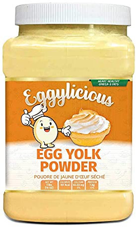 Poudre de jaune d'oeuf Eggylicious, poudre de protéine naturelle séchée, à base d'oeufs frais, pasteurisé, smoothies, sans OGM, sans additif, utilisé pour la cuisson, 1 lb (16 oz)