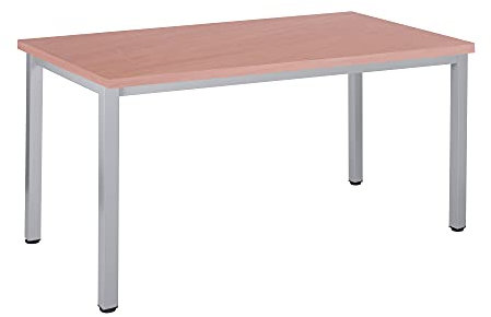 Bürotisch Schreibtisch Besprechungstisch graues Tischgestell quadratische Beine | PC-Tisch Arbeitstisch Konferenztisch Computertisch Homeoffice-Tisch Businesstisch Buche, 160 x 80 x 77,5 cm