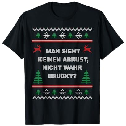 Tech-Tees Christmas Shirts - Kein Abrust nicht wahr Drucky - Ugly Christmas T-Shirt für Herren und Damen, Schwarz, S