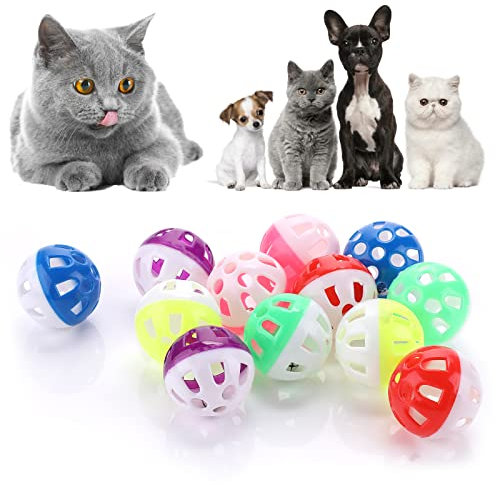 Cobee Großes Katzenspielzeug Bälle mit Glocke, 4 cm Katzenglocke Ball Spielzeug Jingle Bell Katzenspielzeug Interaktives Katzenspielspielzeug Glocke Spielzeug für Innenkatze Kätzchen 12 Stück