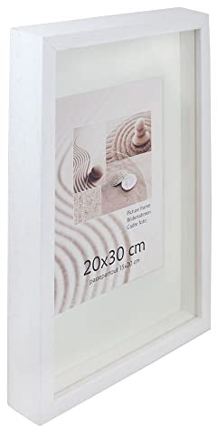 KM FOTO 3D Objektrahmen Holz Bilderrahmen Shirt Trikot Rahmen Collage Wanddeko Poster S223: Farbe: Weiß | Format: 40x50