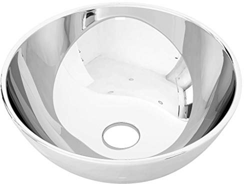 Gecheer Rund Aufsatzwaschbecken | Waschbecken Handwaschbecken | Keramikbecken | Silbern Keramik 28 x 10 cm (Durchmesser x H)