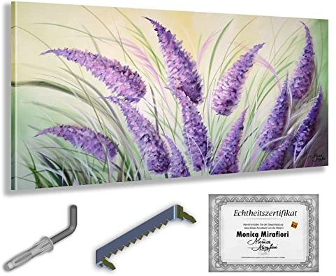 Monica Mirafiori I 100% HANDGEMALT I Gemälde Blumen 100x50cm | Gemälde Handgemalt | Acrylgemälde | Sehr Großes Acrylbild I Moderne Kunst I Kunstbilder