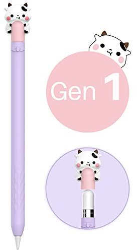 NIUTRENDZ Cute Cow Case for Apple Pencil 1st Generation Case Silicone Protective Cover Sleeve Skin Accessories (Purple)