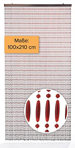 Kobolo Türvorhang Amber, 100x210 cm, 80 Stränge, braun, Perlenvorhang aus Kunststoff, dekorativer & pflegeleichter Fliegenvorhang und Raumteiler für Balkon, Terrasse, Küche & Innenbereiche