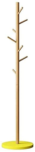Porte-manteaux crochets porte-manteaux, support en bois d'hévéa, support de sol triangulaire, rangement pour chapeaux 170 cm x 37 cm, 4 couleurs (couleur : jaune) (couleur : jaune)