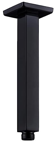 Drenky Bras de Douche Noir,Bras de Douche Mural 20 cm Rallonge Douche Carré en Acier Inoxydable A2 V2A Bras de Douche Noir D'extension pour Tete De Douche Pluie,Finition En Peinture Noire