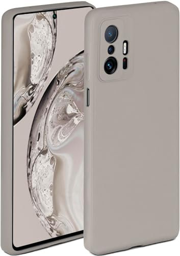 ONEFLOW Soft Case für Xiaomi 11T / 11T Pro Hülle aus Silikon mit Kameraschutz, Silikonhülle mit erhöhtem Schutz fürs Display, Backcover Schutzhülle, weiche Handyhülle, Taupe