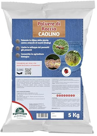 Caolino sacco da 5kg Il Paese Verde. Potenzia le difese della pianta contro attacchi di insetti fitofagi. Limita lo sviluppo dei parassiti già presenti.