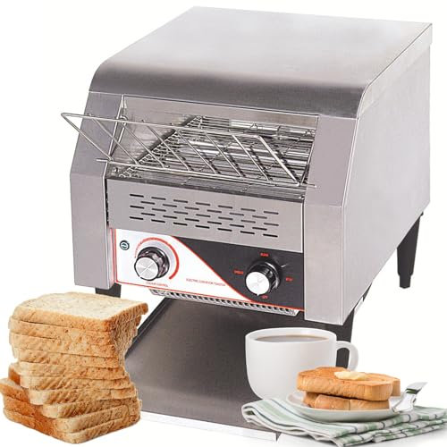 tostapane professionale a nastro grande per hotel e buffet, Tostapane commerciale, Tostapane per ristorante in acciaio inossidabile resistente con 7 opzioni di velocità,1300W