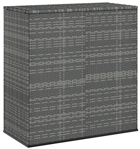 LAPOOH Baúl de Cojines para jardín, Arcon Exterior, Arcones para Patio, Baul Almacenamiento Exterior, Baúl para Terraza, de ratán PE Gris 100x49x103,5 cm