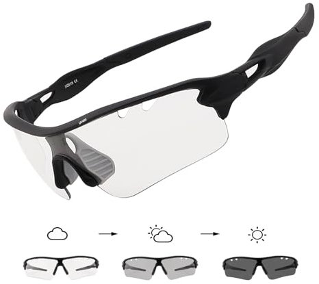 Eninedeuisou Fahrradbrille Selbsttönend Sonnenbrille Herren Damen Sportbrille UV400 Schutz für Schnelle Mtb Laufen Radfahren Baseball Outdoorsport Fahrrad