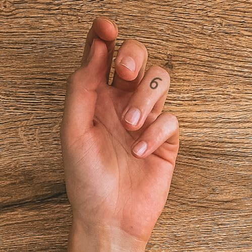 Inkster® Nummer 6 Tattoo | Temporäres Tattoo mit EU-Kosmetikzertifizierung | wasserfest + vegan | revolutionäres 2-Wochen-Tattoo | Fake Tattoos und Klebetattoos für Erwachsene