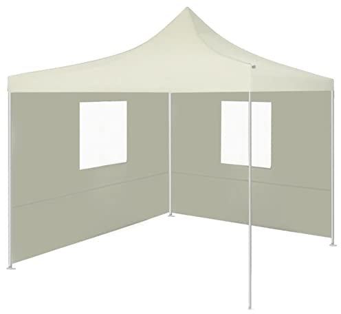 ARKEM Cenador Plegable con 2 Paredes Color Crema 3x3 m Toldos Exterior Terraza Impermeable PéRgola De JardíN