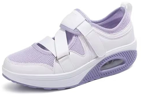 Basket orthopédiques femme pieds larges avec scratch, Basket orthopédiques décontractées à la mode pour femme Casual Fitness Sneakers Légères Respirante Outdoor Walking Chaussures(Size:EU 37,Color:Pur