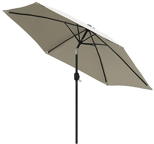 Ailgely Parasol de jardin en polyester - 300 cm - Protection UV - Imperméable et anti-taches - Grand parasol de marché - Protection solaire - Blanc sable - Pour jardin, balcon et terrasse