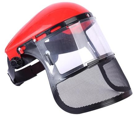 YsXoWiui Gesichtsschutz für Kettensägen, stabiler Schutzhut, Gesichtsschutz für die Forstwirtschaft, Kettensägen-Schutzschild zum Jäten in der Landwirtschaft, Rot