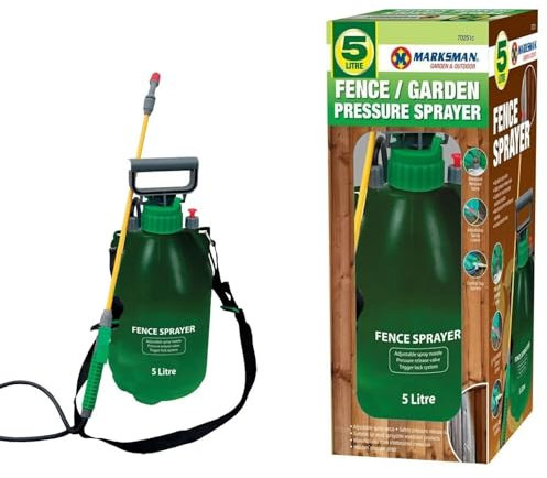 5L Multiuse Fence Pressure Sprayer Pump Adjustable Nozzles for Garden Fence Shed Spraying Fertilizers Chemicals Weedkiller Bottle & carry strap