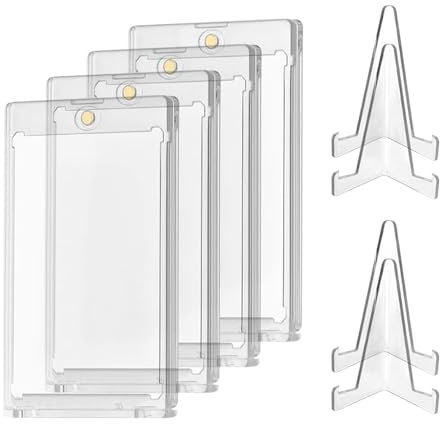 Miayical Sammelkarten Hüllen, Magnetic Card Holder, Transparent Karten Rahmen, Sammelkarten Hüllen mit Ständer, für Pokemon, Magic, Yugioh, Sportkarten Sammlung, 35PT