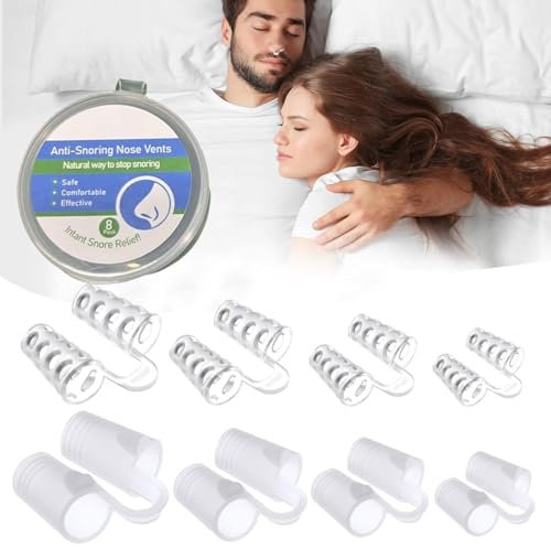8 Stück Anti Schnarch Nasenspreizer, Schnarchstopper, Anti Snoring Verhindern Nasenklammer Schnarchen Stopper, Anti Schnarch Gerät, Weichem Silikon Nasendilator, Besser Schlafen [2 Stile 4 Größen]