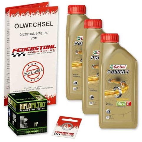 Öl & Ölfilter für Honda VT 600 C Shadow, 1988-2000 (PC21), Ölwechsel Set, Castrol 10W-40 Motoröl + HiFlo Filter + Dichtring(e)