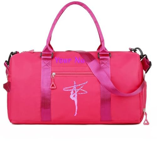 Borsa da viaggio personalizzata per la danza con nome, testo e foto, borsa da viaggio fitness per balletto personalizzata, borsa per il weekend bagnata e asciutta personalizzata