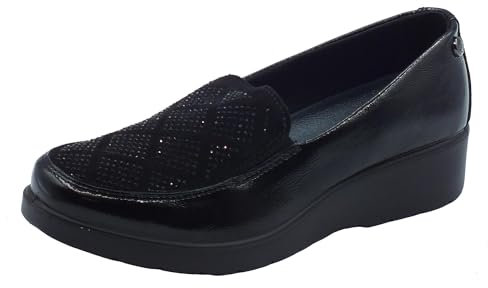 ENVAL SOFT 6761500 Naplak Nero Mocassini per Donna in Vernice con Zeppa Media (Taglia 37)