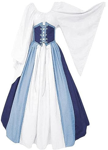 Gothic Kleidung Damen, Mittelalter Kleidung Frauen|Halloween Kostüm Damen Steampunk Renaissance Kleid Vintage Cosplay Große Größen Halloween Kleid XXL Zombie Umhang Sexy Gruselig Hexe Vampir