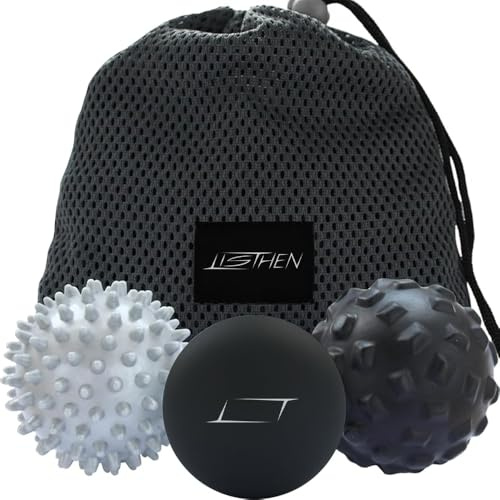 LISTHEN Pallina per Massaggio Muscolare, Massage Ball per Fisioterapia e Circolazione Sanguigna, Palline Pilates Massaggio Piedi, Decontratturanti per Schiena, Spalle e Collo, Set di 3