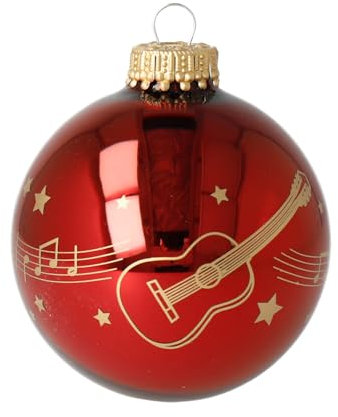 Weihnachtskugel Kling Glöckchen mit Instrument - Schönes Geschenk für Musiker (Gitarre)