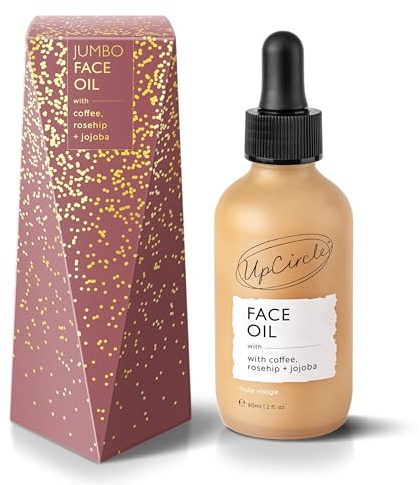 UpCircle Jumbo Gesichtsöl mit Kaffeeöl, 60 ml, natürliches feuchtigkeitsspendendes Gesichtsöl, Vitamin C, Hagebuttenöl verblasst dunkle Flecken + Sanddorn hält die Haut geschmeidig – vegan +
