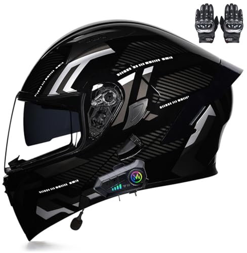 Beyswage Casco Modulare Moto Bluetooth, Casco Moto Omologato ECE, Adatto a Uomo Donna Adulti, M-XXL (55-62CM), Nero