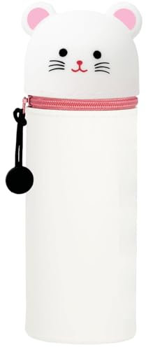 DGTSYAL Trousse Ecole 2 en 1 en Silicone Souple Kawaii, Porte-Plume, Fermeture Eclair en Silicone, Souris Pochette de Stylo, Crayons, Marqueurs, Étui pour Fournitures Scolaires de Grande capacité