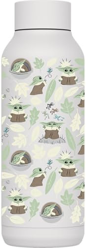 Quokka SOLID X STAR WARS | BOTELLA TÉRMICA DE ACERO INOXIDABLE DOBLE PARED | THE MANDALORIAN GROGU LEAVES