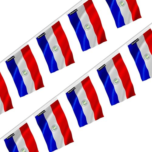 Guirnalda de bandera de Paraguay, 18 x 28 cm, 100 piezas