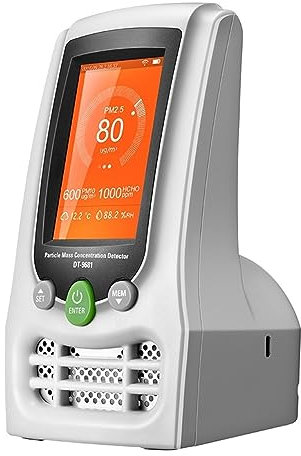 Medidor Calidad Aire, Detector de calidad del aire Monitores de concentración de masa de partículas Formaldehído PM2.5/PM10 CO2 Humedad Temperatura, para el hogar, la oficina, la escuela, el hotel